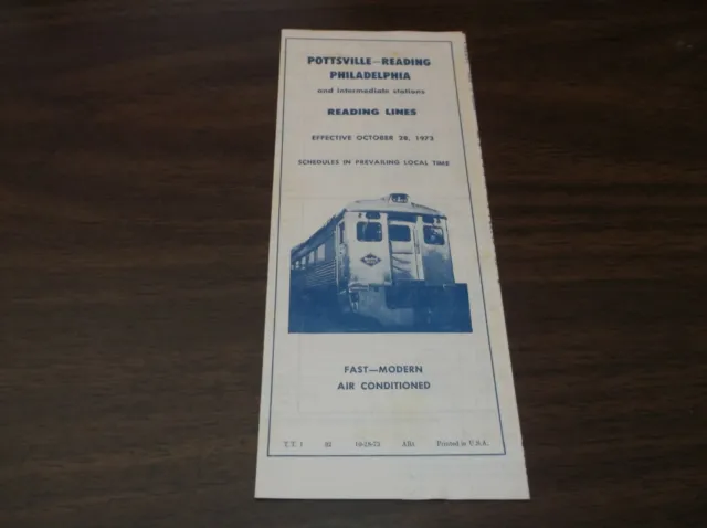 October 1973 Reading Company Philadelphia Pottsville Public Timetable
