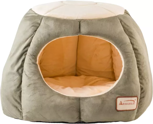 Armarkat Cat Bed, Laurel Green and Beige