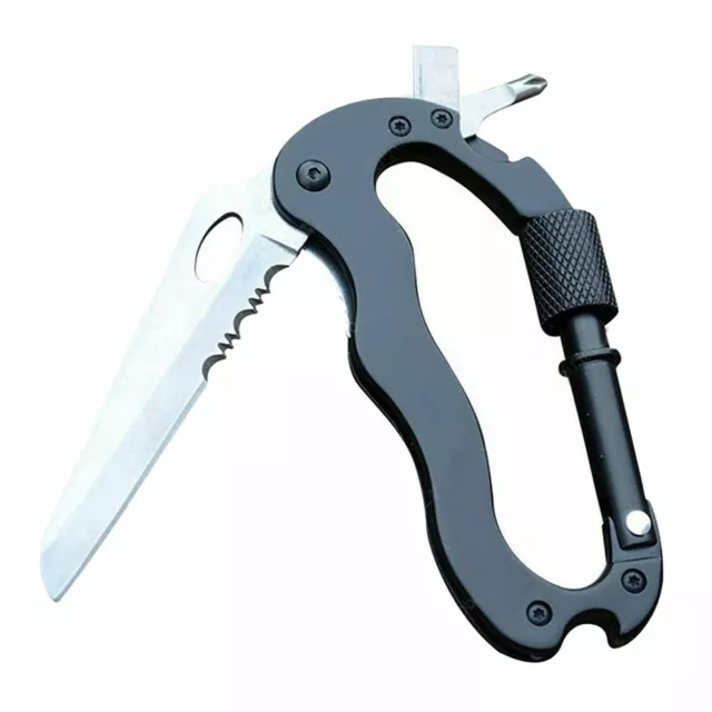 2x MOSCHETTONE MULTIUSO PORTACHIAVI COLTELLO APRIBOTTIGLIE CACCIAVITE CAMPEGGIO 2