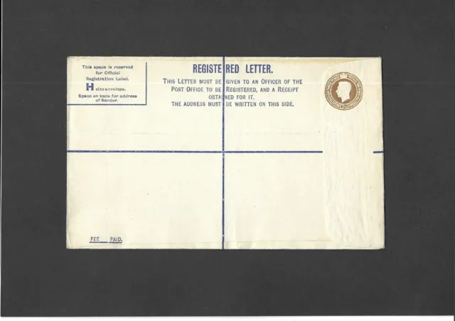 GB Postal Stationery 1941 KGVI 51/2d brown Registered Envelope size H H&B RP54
