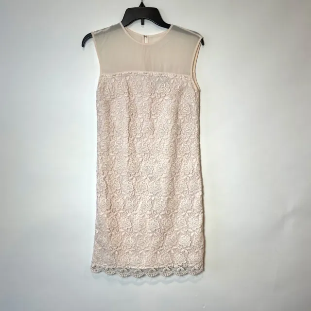 REISS Shanford Mini Floral Dress Womens Size 4 Light Pink Sleeveless Lace Sheer