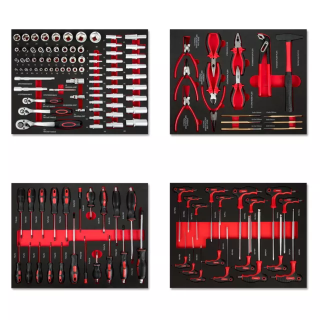 EBERTH Set d'outils pour servante d'atelier chariot à outils 134 pièces rouge