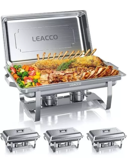 4 Pack Chafing Dish 8 QT Food Warmer Stainless Steel Buffet Set Catering