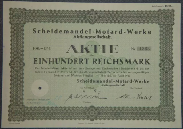 Scheidemandel-Motard-Werke Aktiengesellschaft 04.1941 100 RM