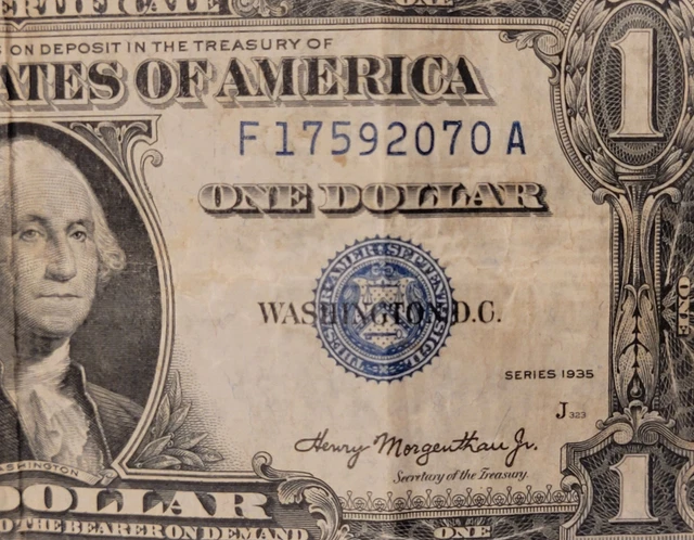 1935 $1 One Dollar Bill Silver Certificate Blue Seal Note F17592070A