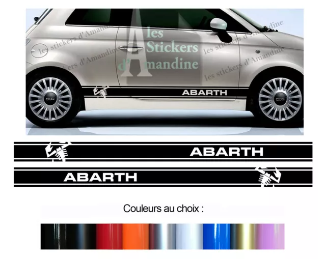 2 X Bandes Abarth Racing Italie Pour Fiat 500 Autocollant Sticker Auto Bd539-1