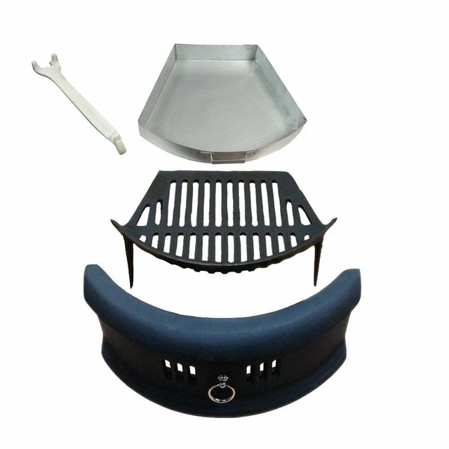 CAST IRON FIRE Grate, Ashpan & Bowed Front Fret Black (16" or 18