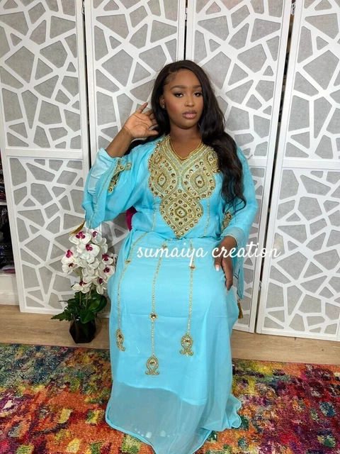 Ramadan Eid Abaya Broderie Hijab Robe Caftan Marocain Dubaï Jalabiya