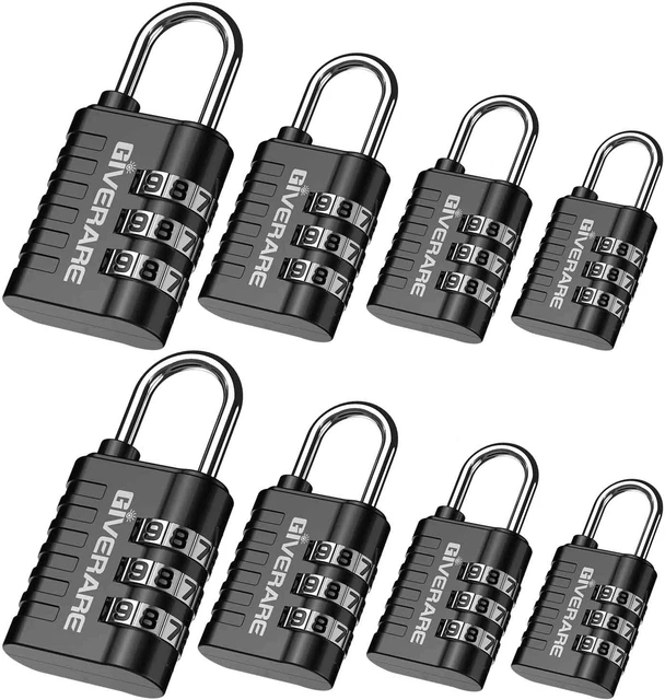 8 Pack Luggage Lock Travel 3 Digit Combination Suitcase Padlock Reset