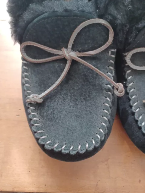 Ugg Alena Size 9 Black Moccasin Slippers Lambs Wool Shearling 3