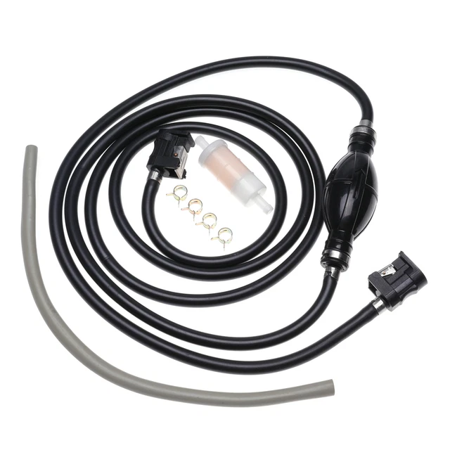 Tuyau De Carburant 8mm (5/16") Avec Pompe D'amorçage - Longueur 1.9m, Pour Moteurs Hors-bord Yamaha Références 61J-24306-04-00 Etc.