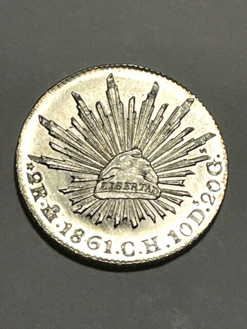 1861-Mo CH Mexico Silver 2 Reales/Proof Like BU++ #10216