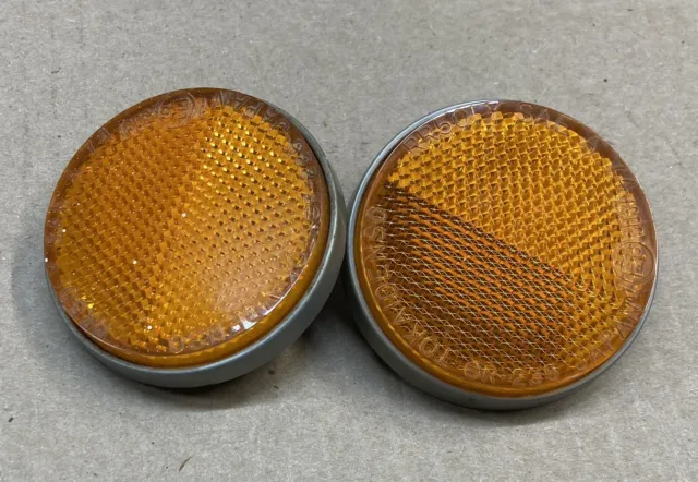 Pair (2) Vintage Suzuki Front Reflex Reflectors Amber 35950-45010