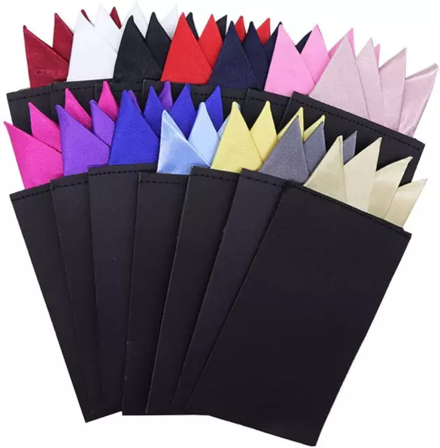 Prefolded Pocket Squares on Card for Men Polyester Suit Handkerchief 8 Pieces