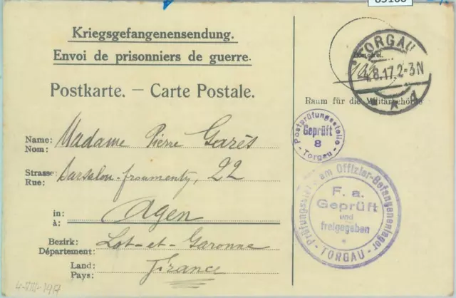 85160 - GERMANY  - Postal History - POW FELDPOST Field Post CARD to FRANCE  1917