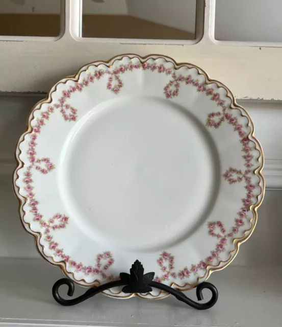 Theodore Haviland Limoges France 319 Gold Dropped Rose Wreath Dinner Plate