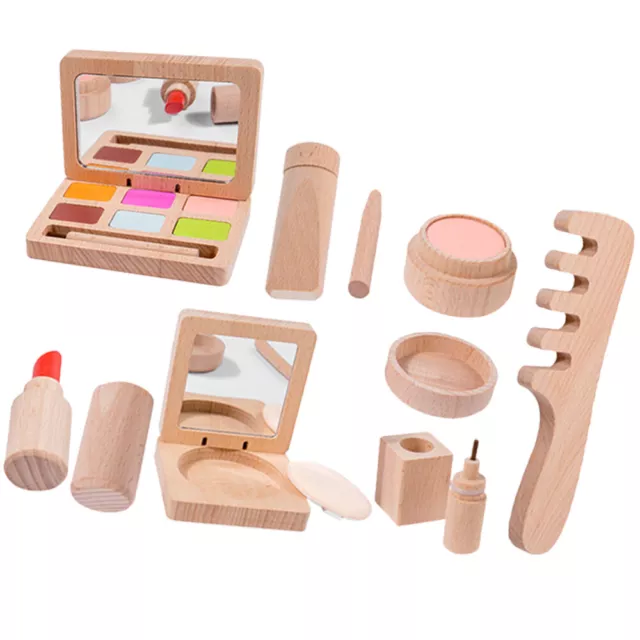 Juego de maquillaje de madera para niñas juguete de salón de belleza para niños pequeños y niños