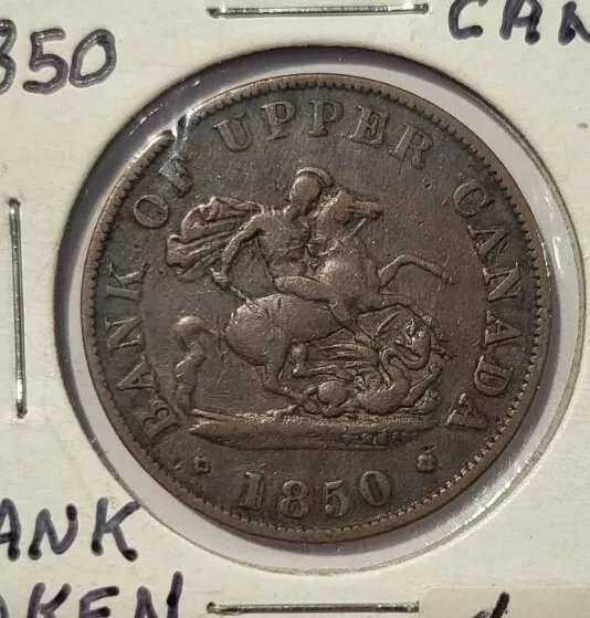 Bank of Upper Canada 1850 Halfpenny Token - Nice Condition