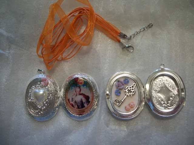 Necklace Dual Pendant Picture Locket Cameo Victorian Lady - Key To My Heart Ooak