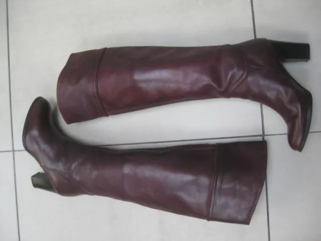 CARVELA 3 36 BOOTS MILITARY LEATHER oxblood red over knee high biker KG