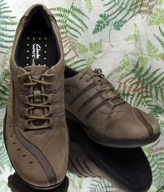 Clarks Wave Wheel Brown Nubuck Leather Sneakers Walking Shoes Us Womens Sz 10 M