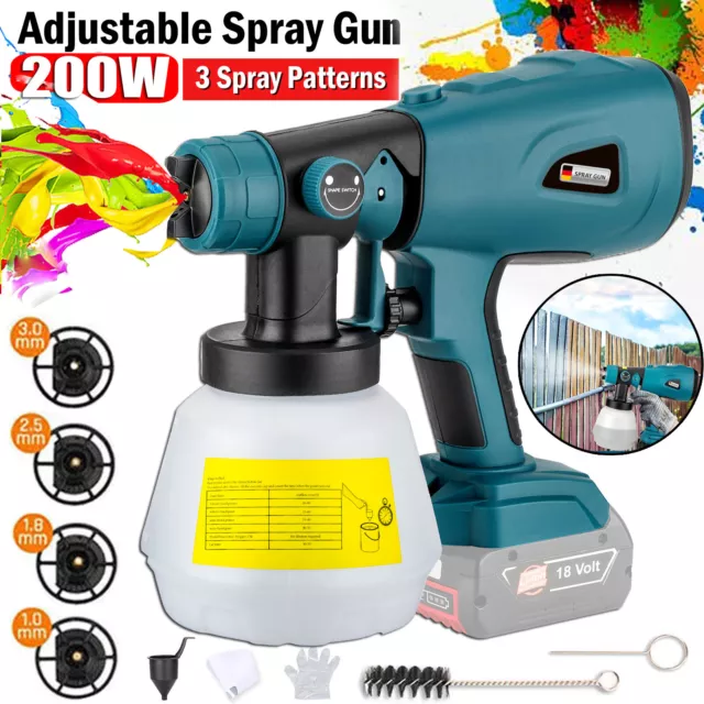 1000ML Electric Cordless Paint Spray Gun For Bosch 18V Battery Brushless Motor