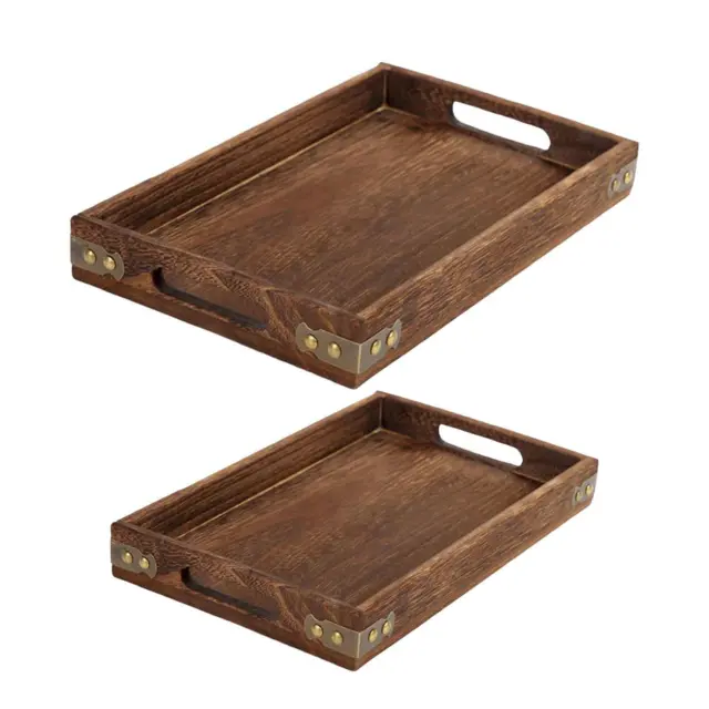 Wood Serving Tray Platter Food Trays Convenient for Breakfast, Coffee Table