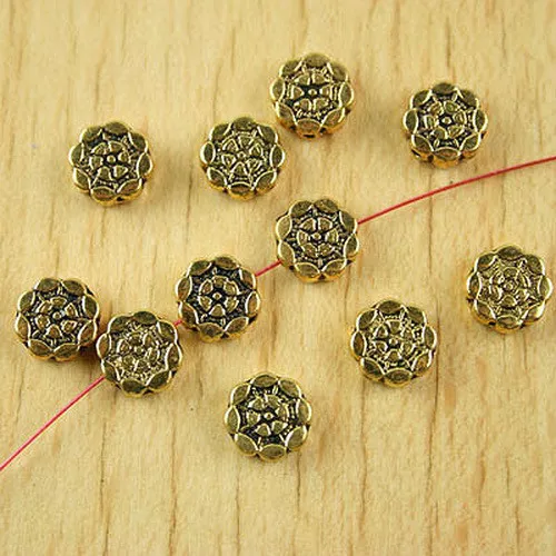 40pcs 7.7mm Dark Gold-tone Flower Spacer Beads H1873