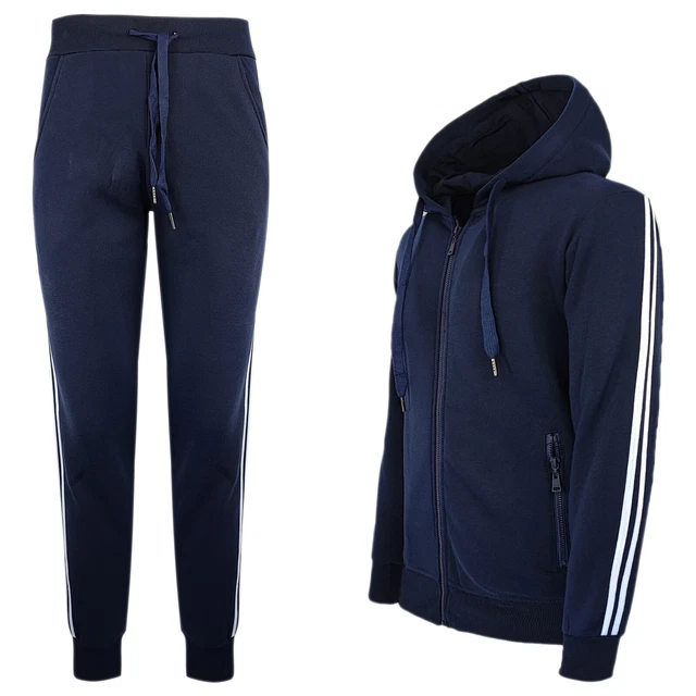 Tuta Uomo Invernale Completo Caldo Cotone Sportivo Bande Felpa + Pantalone VEQUE 3