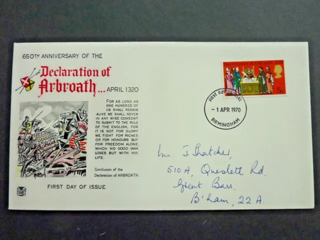 49].  Declaration Of Arbroath-1320 -  1970 - Phosph0R -  First Day Cover