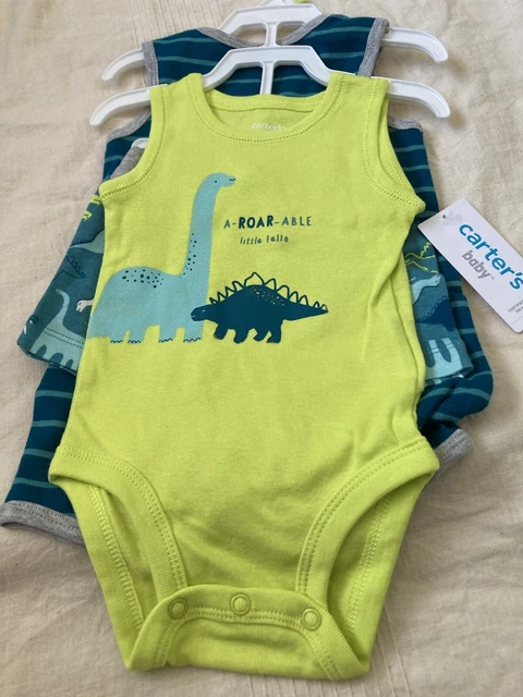 carters baby boy 3 piece knit dinasour short outfit size 3M NWT 2