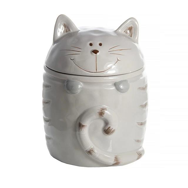 CAT COOKIE JAR Biscuit Barrel Ceramic Novelty Kitchen Storage Cat
