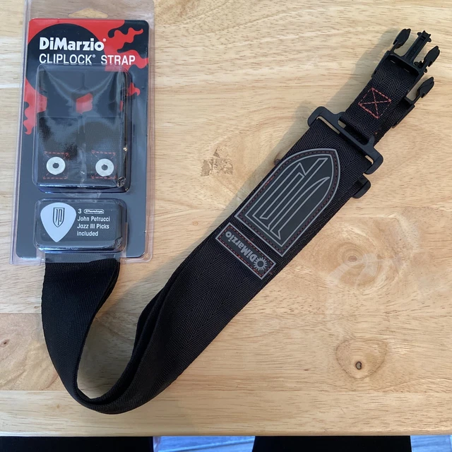 DiMarzio John Petrucci Nylon ClipLock Strap Standard Length DD2200JP Red Stitch