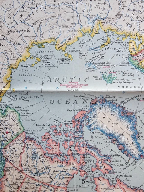 NATIONAL GEOGRAPHIC NORTHERN Hemisphere Wall Map February 1946 Folded ...