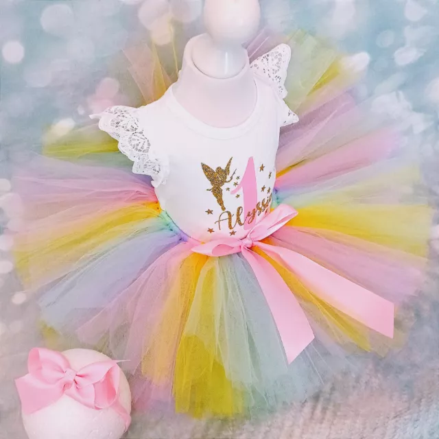 Arcobaleno bambina primo 1 ° compleanno torta manica fluttuante arcobaleno tutù arcobaleno