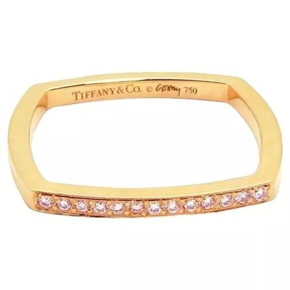 Tiffany & Co. 18K Rose Gold Frank Gehry Micro Torque Ring W/ Diamonds Size 5