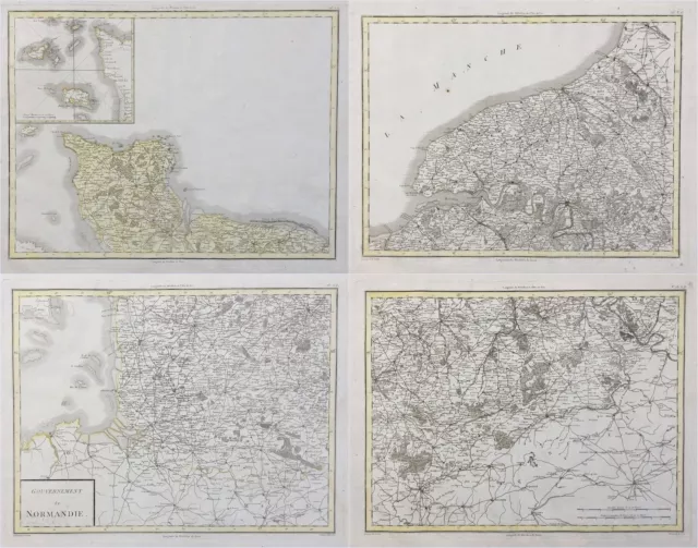 Normandie Normandy Coutance Avranches Caen carte map Mentelle Chanlaire 1797