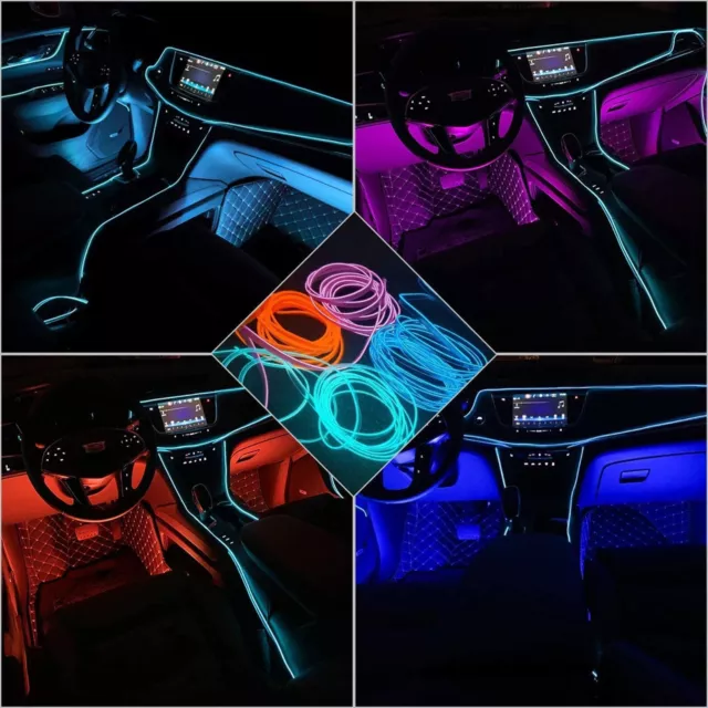 9.8FT Auto Car Interior Atmosphere Wire Strip Light LED Decor Lamp Accessories 2