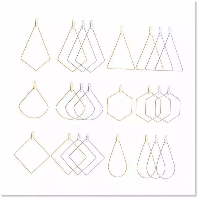 Stainless Steel Geometric Beading Hoop Earrings - Perfect for Jewelry Making - 6