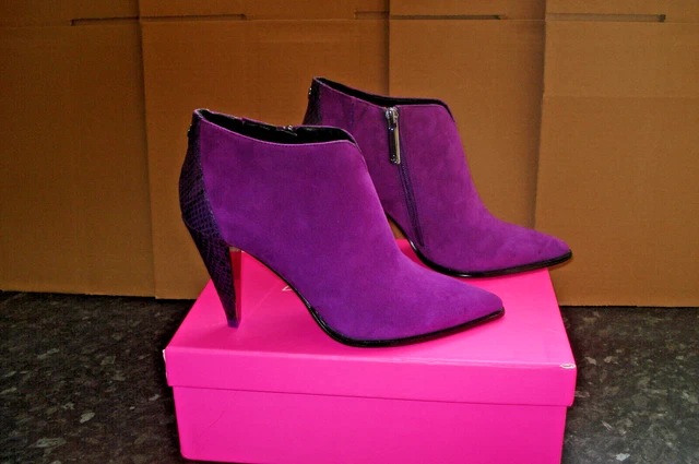 Stivali Dannii Minogue Uptown Pelle scamosciata Viola Tacco Alto Cubano UK 5 EUR 38 NUOVI CON SCATOLA
