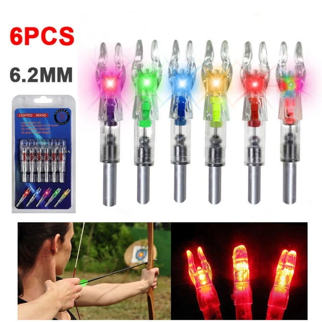 6Pcs Archery LED Lighted Nock Tail 6.2mm For Compound Bow Hunting Arrow Nocks