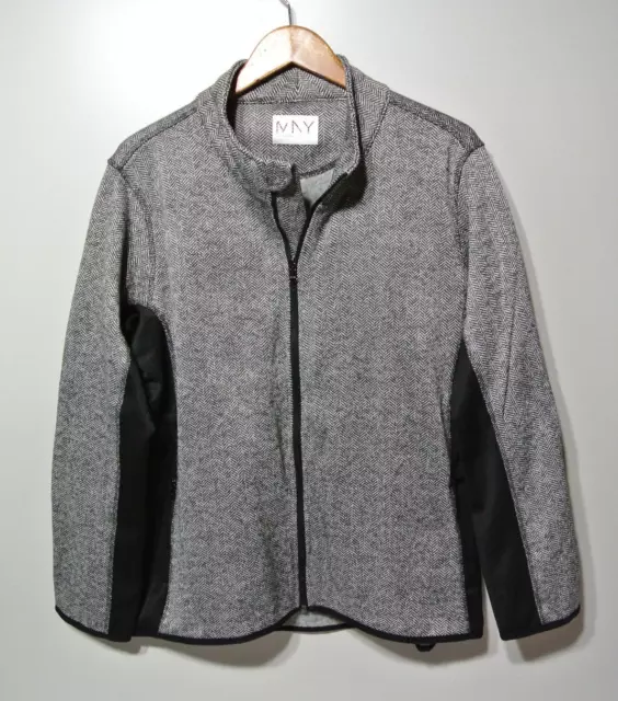 Marc New York Andrew Womens XXL Black & White Herringbone Tweed Zip Up Jacket