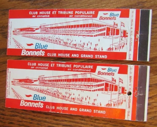 Horse Racing Sports Matchbook Matchcovers: Blue Bonnets (Montreal, Quebec) -E13