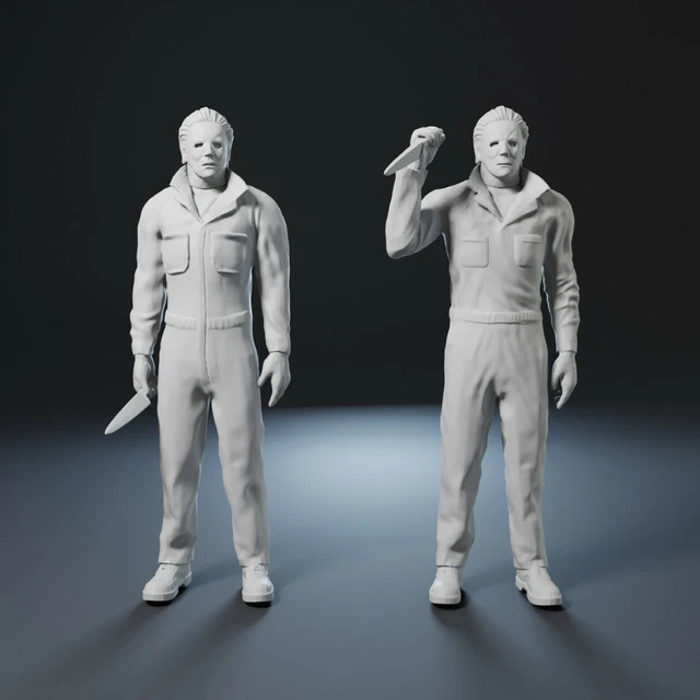 Halloween Michael Myers Laurie Strode 3D printed 3 Figure set 1:18 scale 4"Tall