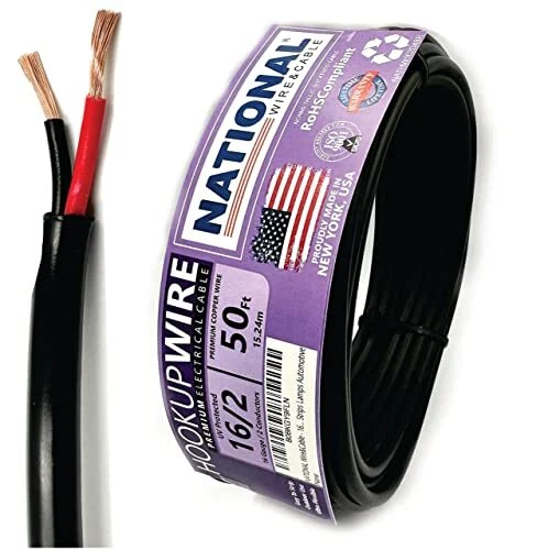 - 16 Gauge 2 Conductors Premium Electrical Wire - Made in USA - 16 AWG Wire