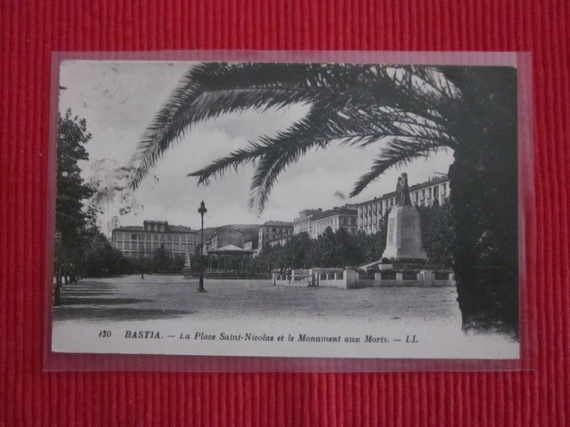 Cpa Ecrite Timbre Bastia La Place Saint Nicolas Et Le Monument Aux Morts Corse