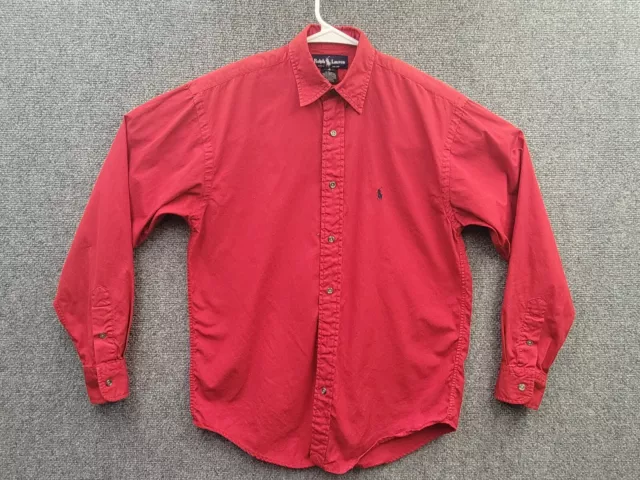 Polo Ralph Lauren Shirt Boys Size 4 Button Up Red Long Sleeve Preppy Casual