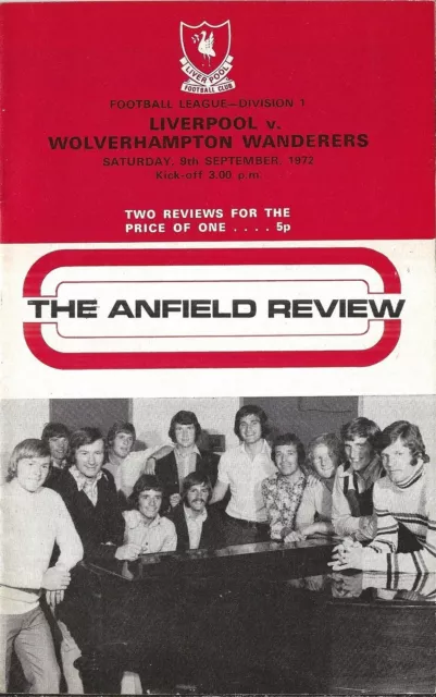 Football Programme LIVERPOOL v WOLVES Sept 1972