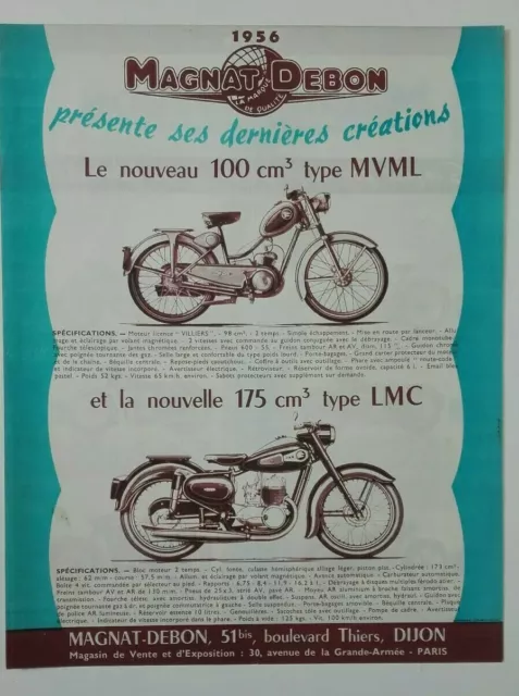 Prospectus Catalogue Brochure Motos MAGNAT-DEBON 1956