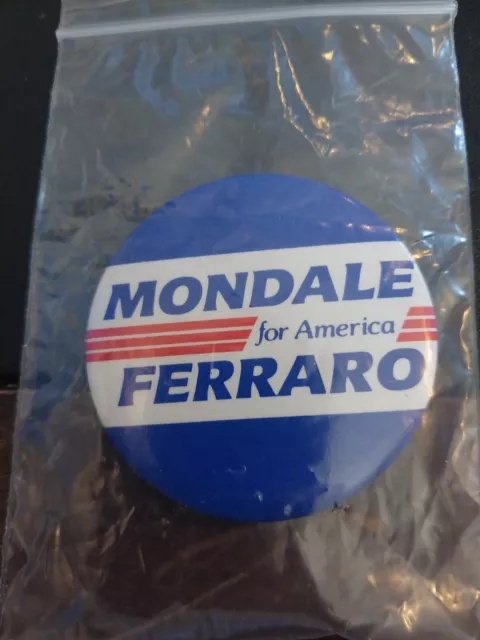 Vintage 1984 Mondale Ferraro Campaign Pinback Button Presidential Election